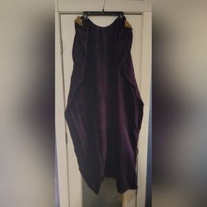 Elegant Purple Velvet Cape with Gold Embellishmnets